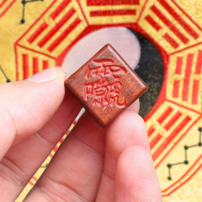 Thunderbolt Jujube Wood Zhu Sha Lei Zu Square Pendant Amulet Taoist Ritual Object Accessory with Fine Dark Woodving - Image 3