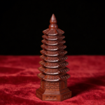 Thunderstruck jujube wood carving nine-story Wenchang Pagoda ornament, hand-held item Taoist home living room office