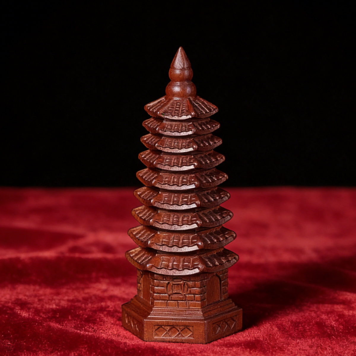 2 Thunderstruck jujube wood carving nine-story Wenchang Pagoda ornament, hand-held item Taoist home living room office - Image 1