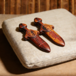 Thunderstruck peach wood purple wisteria name plaque with a small sword engraved on the back, with the Big Dipper painted with cinnar, pendant hanging ornament for personal use