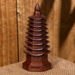 Thunderstruck jujube wood carving nine-story Wenchang Pagoda ornament, hand-held item Taoist home living room office - Image 2