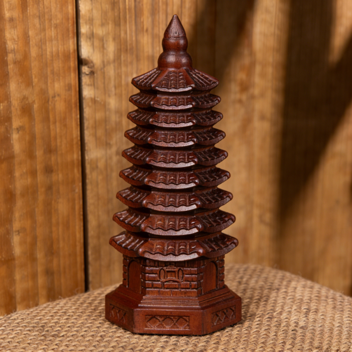 Thunderstruck jujube wood carving nine-story Wenchang Pagoda ornament, hand-held item Taoist home living room office - Image 2