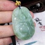 Natural Grade A Jadeite Laughing Buddha Pendant – Hand-Carved Green Feicui Talisman for Joy & Prosperity - Image 2