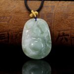 Natural Grade A Jadeite Laughing Buddha Pendant – Hand-Carved Green Feicui Talisman for Joy & Prosperity