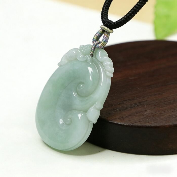Natural Green Jade Ruyi Pendant – "As You Wish" Lucky Charm, Grade A Jade Good Fortune Amulet (Unisex) - Image 4